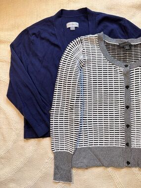 Office Cardigan Bundle Navy and Black & White Lightweight Classic Medium/ Large